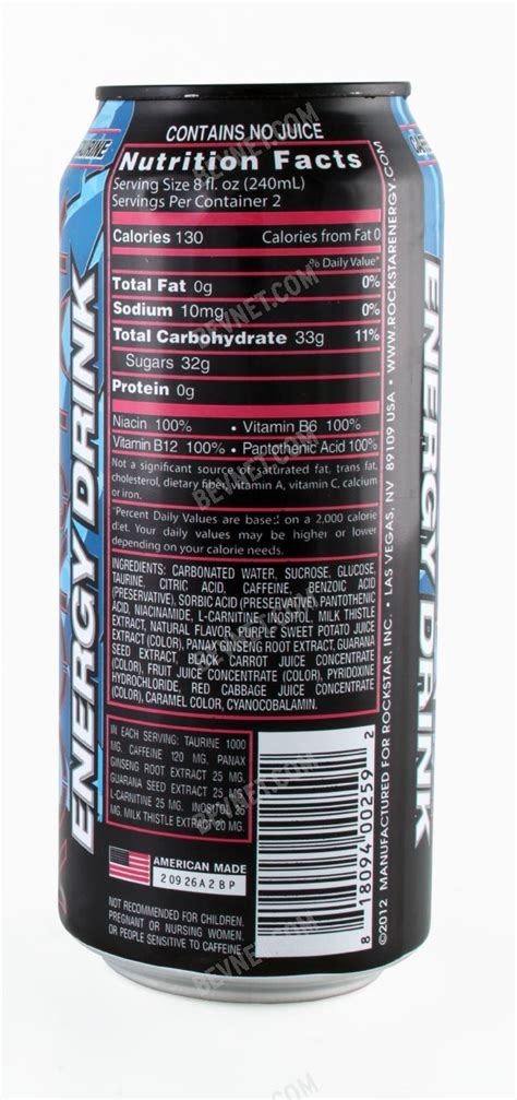 Sugar Free Rockstar Energy Drink Nutrition Label - Nutrition Ftempo