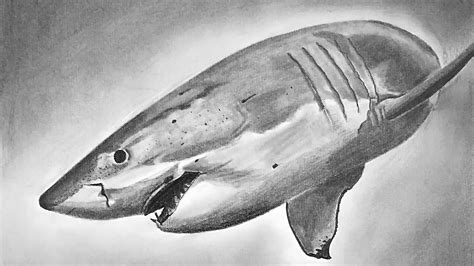 How to draw a Shark - Realistic Pencil drawing of a shark - How to Draw and Shade using pencils ...