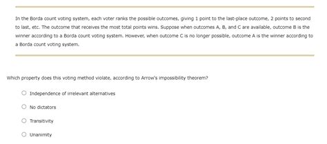 Solved 7. Understanding Arrow's impossibility theorem | Chegg.com