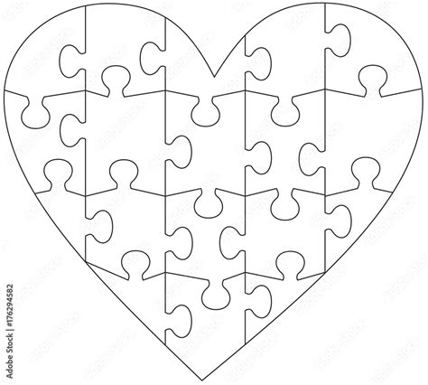 Heart puzzle template Stock Vector | Adobe Stock