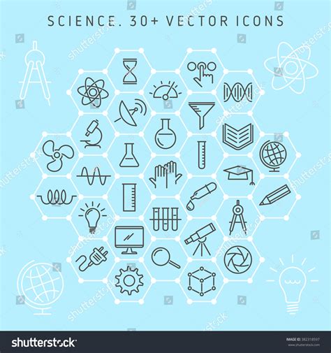 Vector Line Icon Set Science Lab Stock Vector 382318597 - Shutterstock