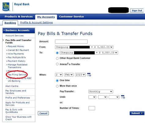 Payroll Remittance from Online Banking System (RBC) - TaxWise Service