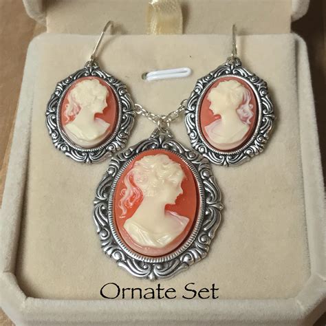 Victorian Set~Cameo Pendants-Cameo Woman-Antique Cameo Pendant-Cameo ...