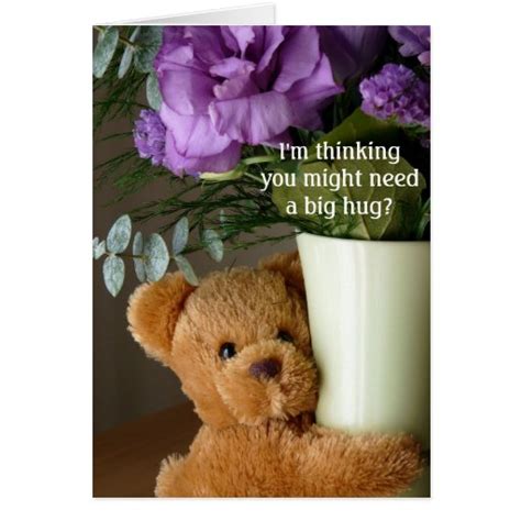 Teddy Bear Hugs and Flowers-Get Well Greeting Card | Zazzle