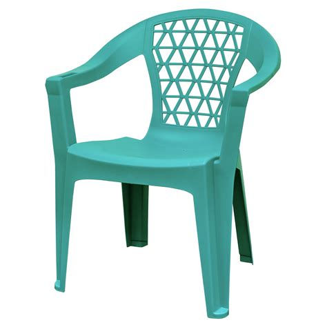 Adams Penza Outdoor Resin Stack Chair with Phone Holder, Plastic Patio Furniture, Teal - Walmart.com