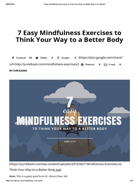 7 Easy Mindfulness Exercises To Think Your Way To A Better Body - Yuri ...