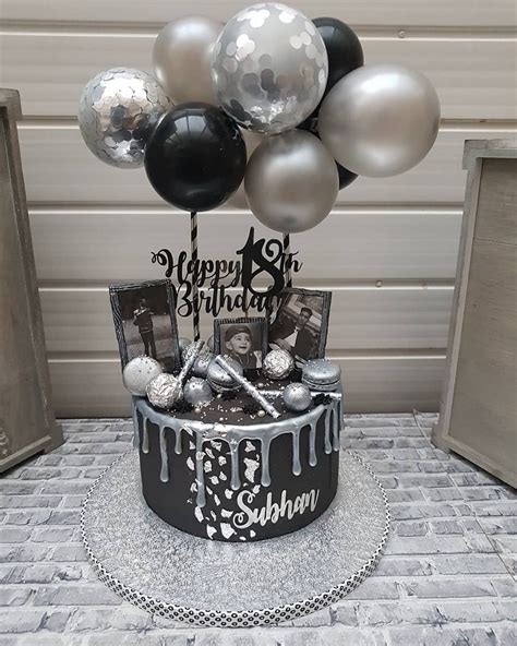 Shaz on Instagram: “Happy 18th Birthday Subhan!!!! 🖤chocolate cake decorated in a black bu ...