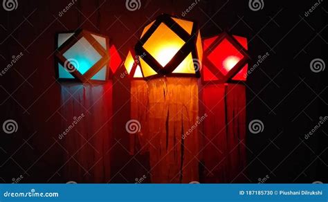 Colorful Wesak Lanterns with Colorful Lights Stock Photo - Image of ...