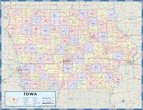 Iowa Map With County