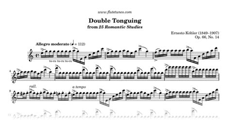 Double Tonguing from 25 Romantic Studies (E. Köhler) - Free Flute Sheet Music | flutetunes.com