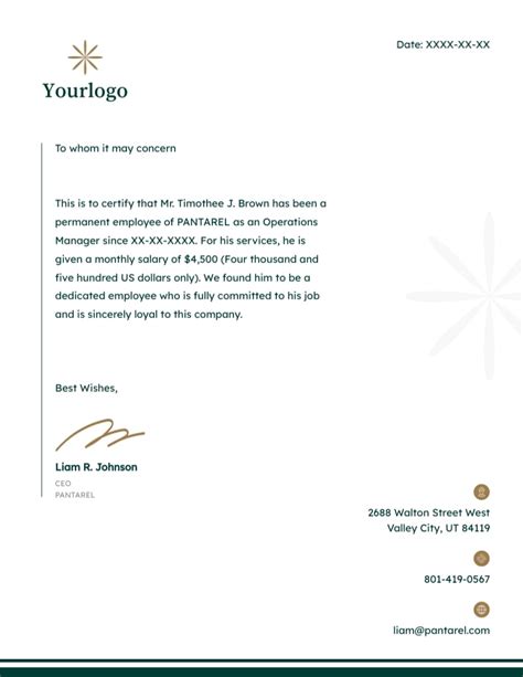 General Employment Verification Letter Template | Visme