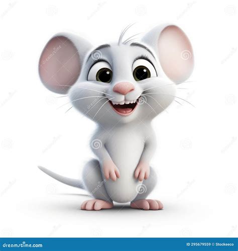 Highly Detailed 3d White Cartoon Mouse - Pixar Style Stock Illustration - Illustration of ...