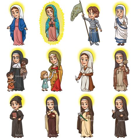 Female Christian Saints Clipart Vector Collection - FriendlyStock