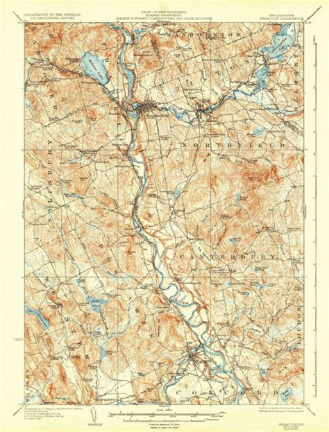 Penacook, New Hampshire 1927 (1931) USGS Old Topo Map 15x15 NH Quad ...