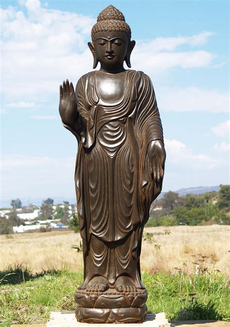 SOLD Stone Standing Garden Buddha Statue 62" (#86ls185): Lotus Sculpture