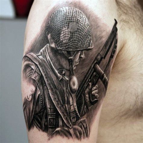 Military Gun And Helmet Tattoos For Men Army Tattoos, Military Tattoos ...