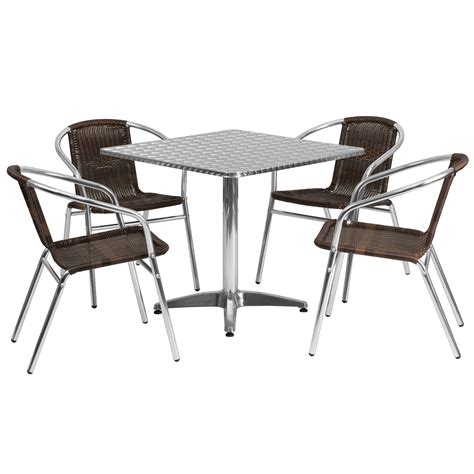 Aluminum Square Patio Table with 4 Chairs - OSC Designs