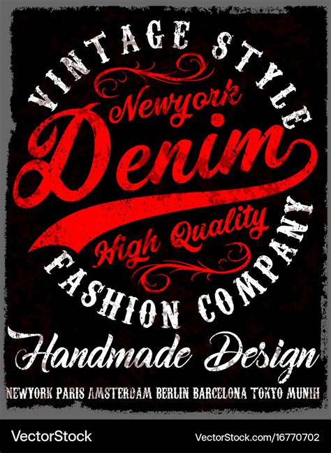 Typography vintage denim brand logo print Vector Image