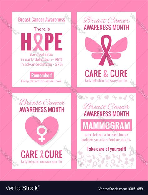 Breast cancer awareness posters set Royalty Free Vector