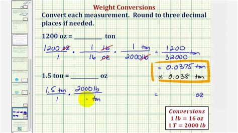 Ex: Weight Conversions: Tons to Ounces, Ounces to Tons - YouTube