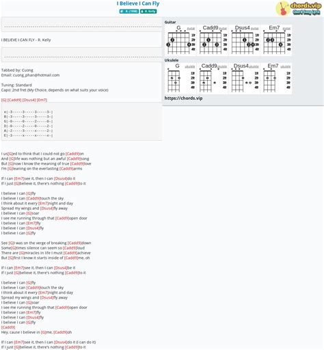 Hợp âm: I Believe I Can Fly - cảm âm, tab guitar, ukulele - lời bài hát | chords.vip