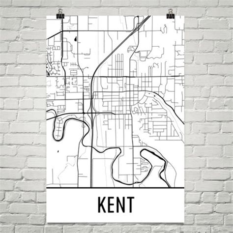 Kent Map Kent Art Kent Print Kent Ohio Kent OH Kent Art | Etsy