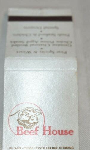 Beef House Covington Indiana 20 Strike Matchbook Cover | eBay