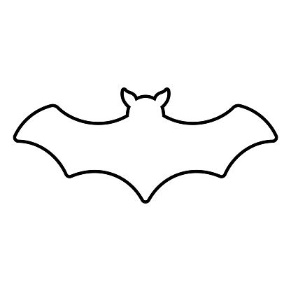 Bat Icon In Black Outline On White Stock Illustration - Download Image ...