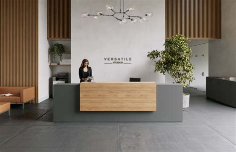 Introduce - OFGO STUDIO | Office reception table design, Reception desk design, Office reception ...