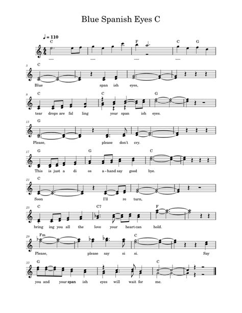 Blue Spanish Eyes C Sheet music for Piano (Solo) | Musescore.com