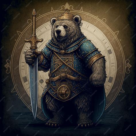 Premium Photo | There is a bear dressed in a medieval outfit holding a sword generative ai