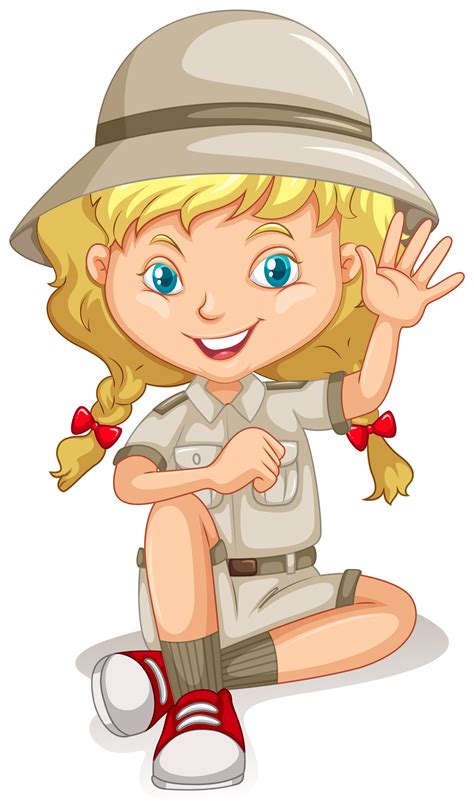 Little girl in scout uniform 366423 Vector Art at Vecteezy