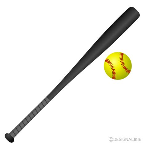 Softball Bat and Ball Clip Art Free PNG Image｜Illustoon