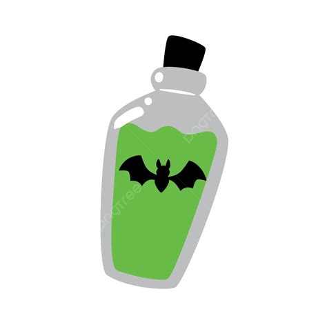 Bat In The Poison Bottle Halloween Element Vector, Bat, Poison ...