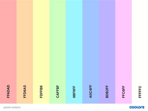 pastel rainbow | Hex color palette, Color design inspiration, Cool color palette