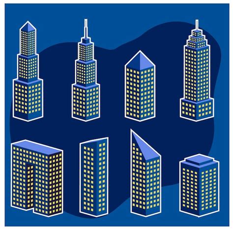 Premium Vector | Set of buildings in different shapes