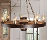 Rustic Chandeliers: Large Wagon Wheel Chandelier with Rustic Lanterns | Black Forest Decor