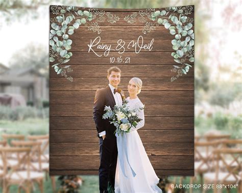 Wedding Backdrop, Rustic Wood Wedding Banner, Eucalyptus Anniversary ...