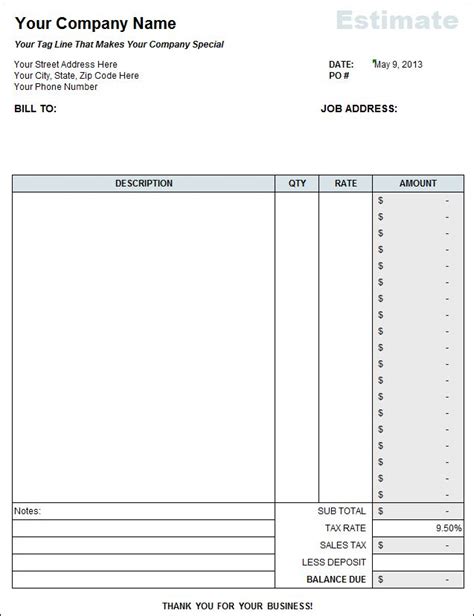 Free Contractor Estimate Template Excel | Estimate template, Proposal templates, Contract template