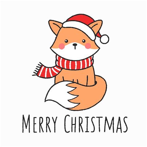 Premium Vector | Cute hand drawn christmas fox