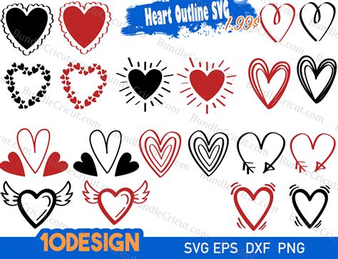 Heart Outline SVG - Bundle Cricut