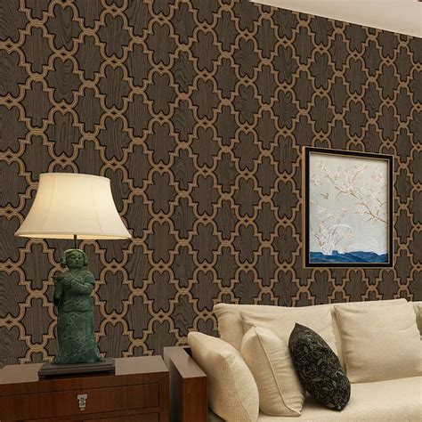 beibehang Modern simple geometric lattice pvc wallpaper three dimensional geometric bedroom ...
