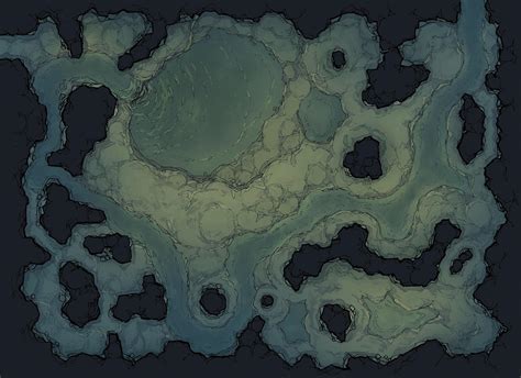 The Pooling Caverns, a 44x32 cave map with underground lake : r/battlemaps