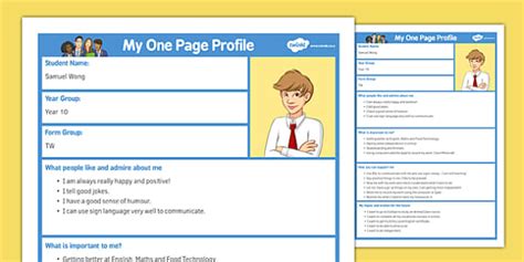 One page profile template - Teaching Resources - Twinkl