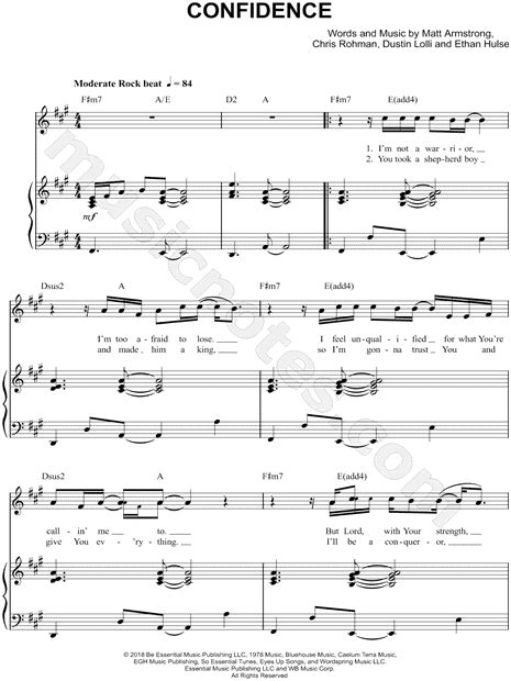 Sanctus Real "Confidence" Sheet Music in A Major (transposable) - Download & Print - SKU: MN0188489