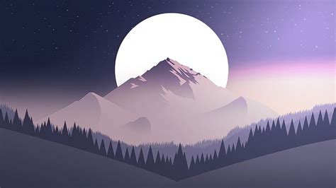 Digital art, mountains, moon, forest , , U 16:9 HD wallpaper | Pxfuel