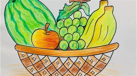 Easy fruit basket drawing - YouTube