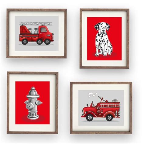 Fire Truck Wall Art Fire Truck Decor Canvas or Prints Fireman - Etsy