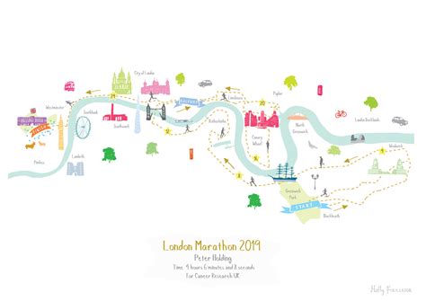 London Marathon Route Map Art Print (Personalisation included) - Holly Francesca