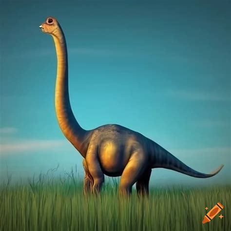 Blue brachiosaurus in tall grass